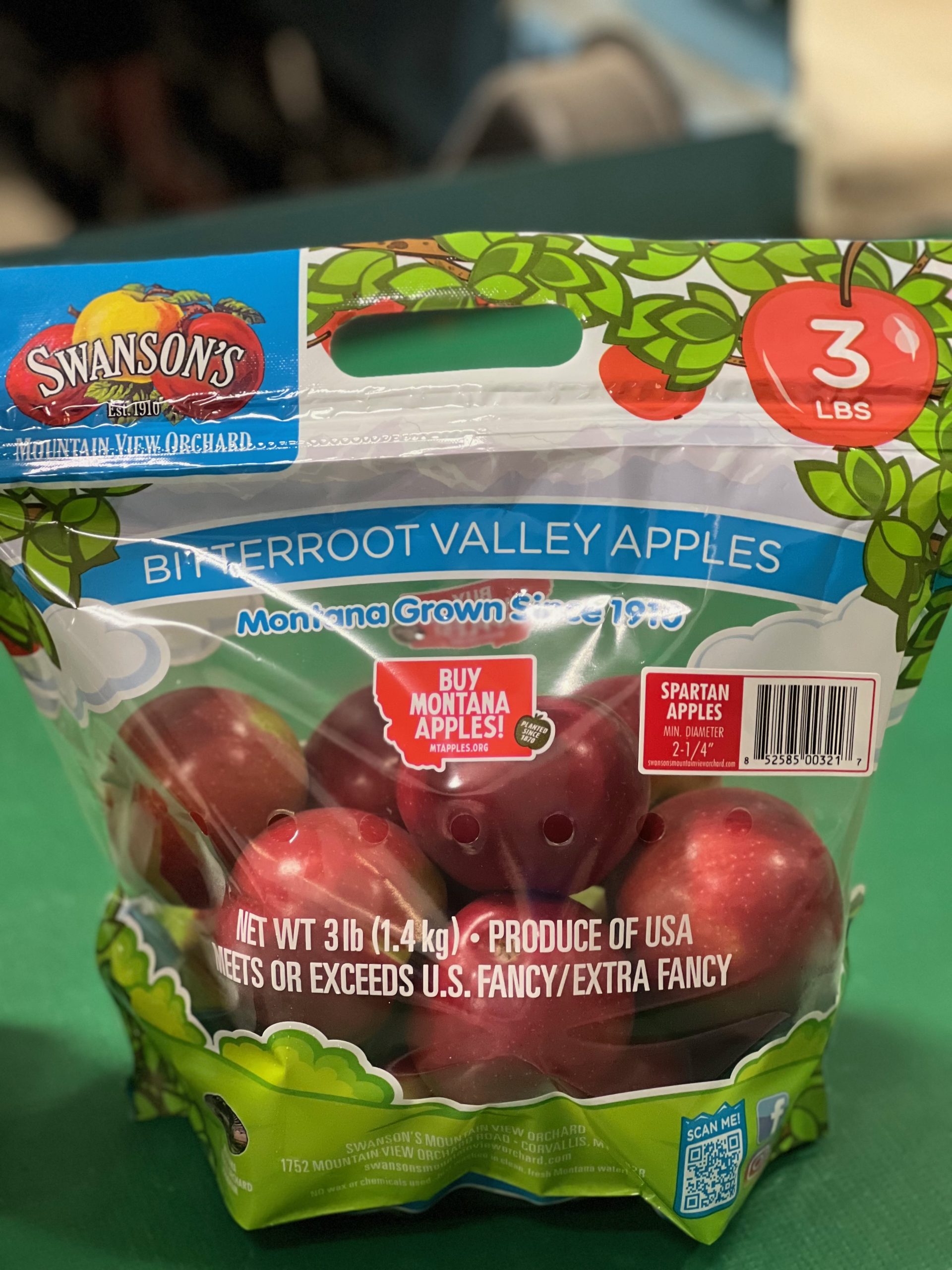 3 pound bag of red McIntosh apples from Swanson's Mountain View Orchard in the Bitterroot Valley