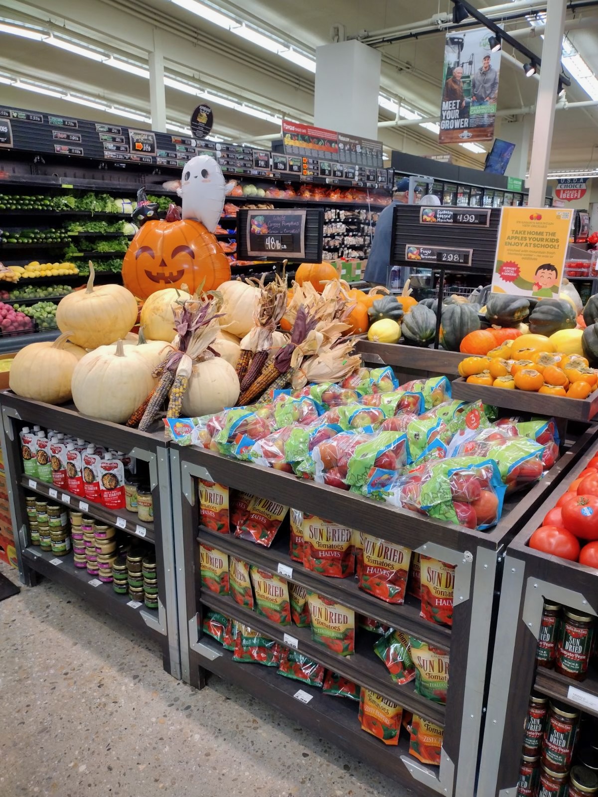 Swanson's apple bags displayed in a grocery store